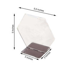 5-Pack Acrylic Table Sign Holders Hexagon Design Silver - Ideal for Modern Event Centerpieces 5"