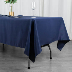 Fire Retardant Premium Polyester 60"x102" Rectangular Tablecloth Navy Blue - High-Performance Table Cover