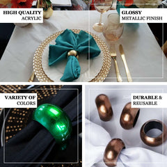 4 Pack Shiny Metallic Gold Acrylic Napkin Rings