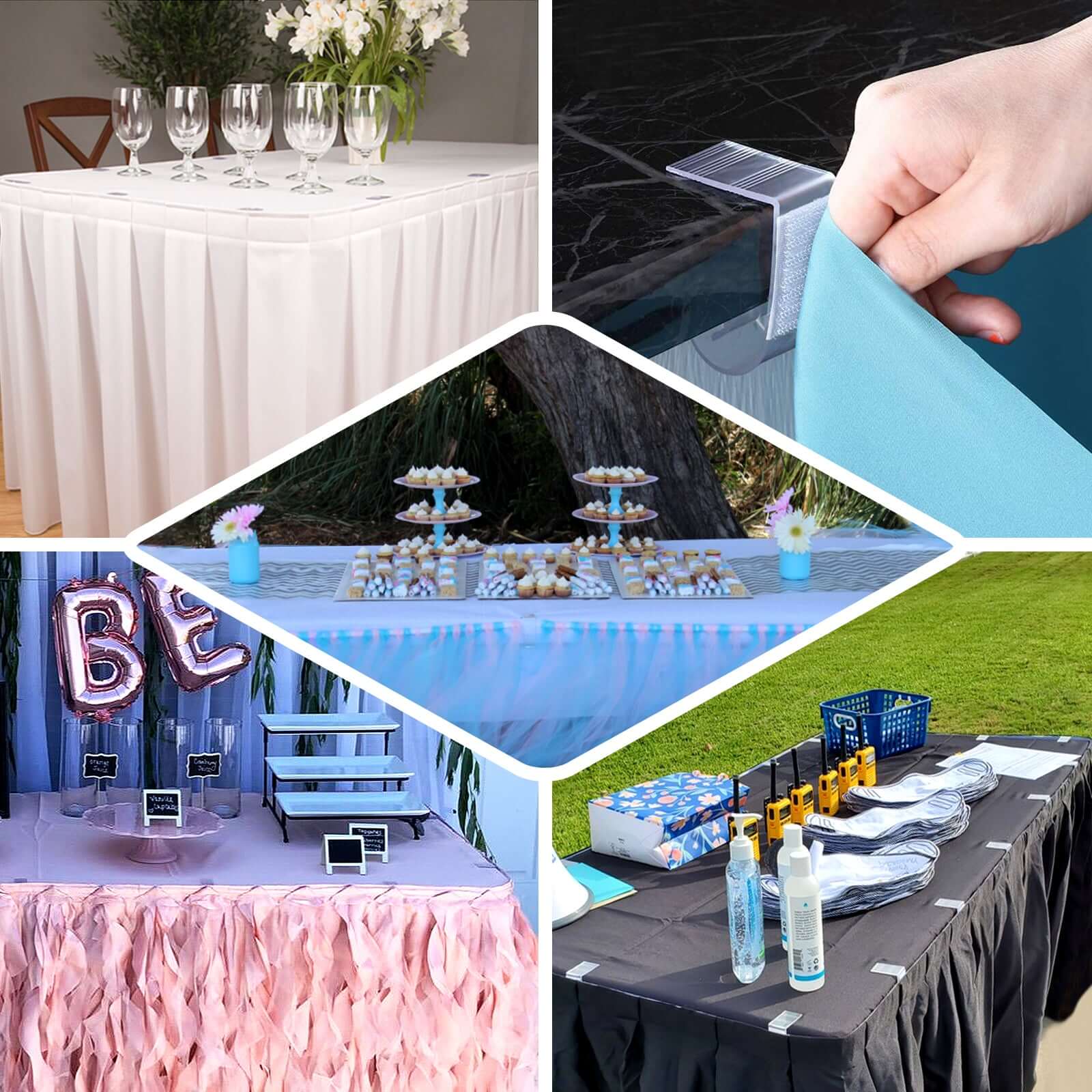 12Pcs 1.2" Adjustable Large Plastic Table Skirt Clips