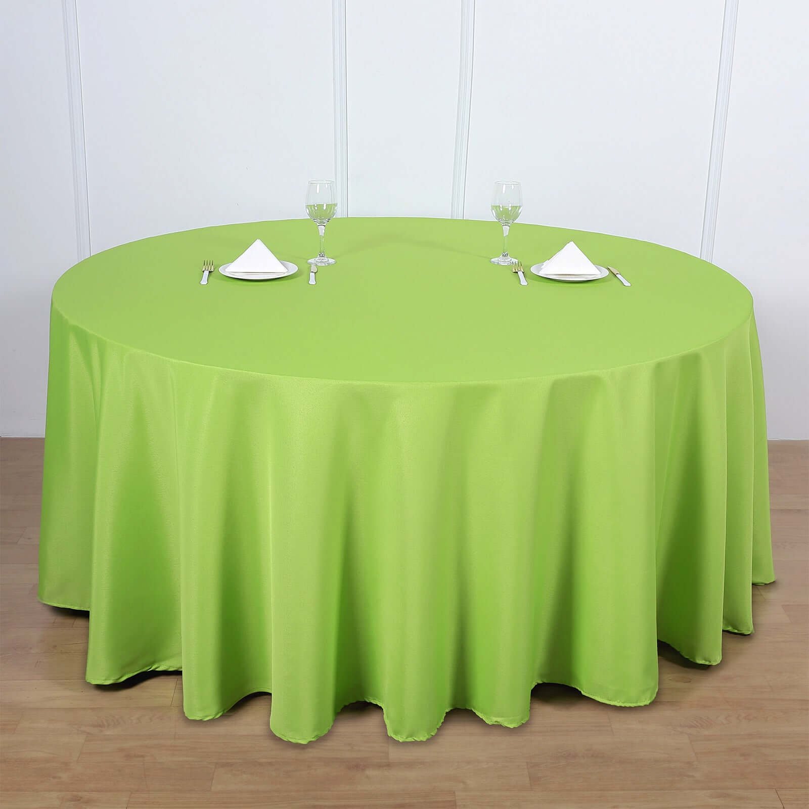 Polyester 120" Round Tablecloth Apple Green - Seamless Wrinkle-Resistant Table Cover