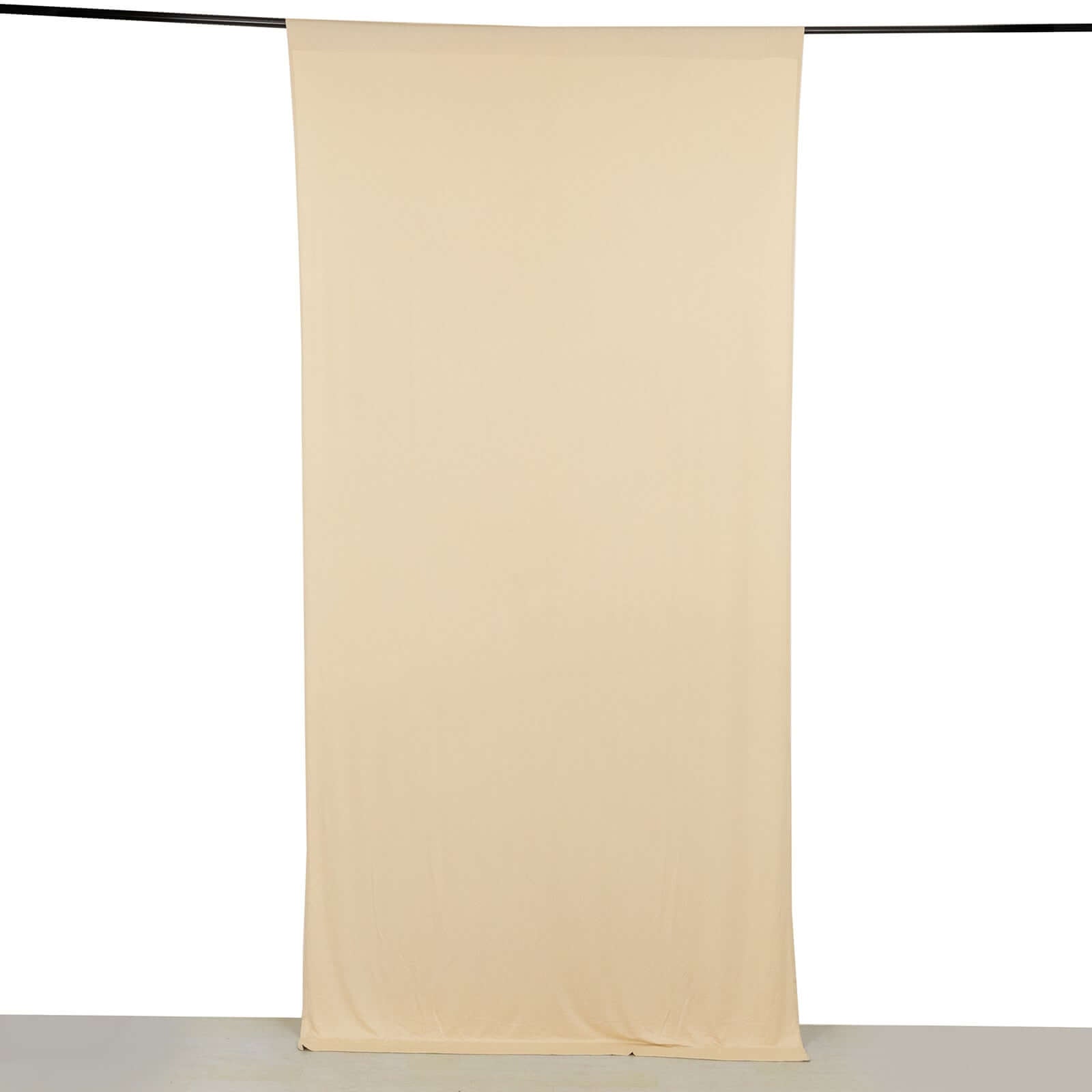Beige 4-Way Stretch Spandex Event Curtain Drapes, Wrinkle Free Backdrop Event Panel with Rod Pockets - 5ftx10ft