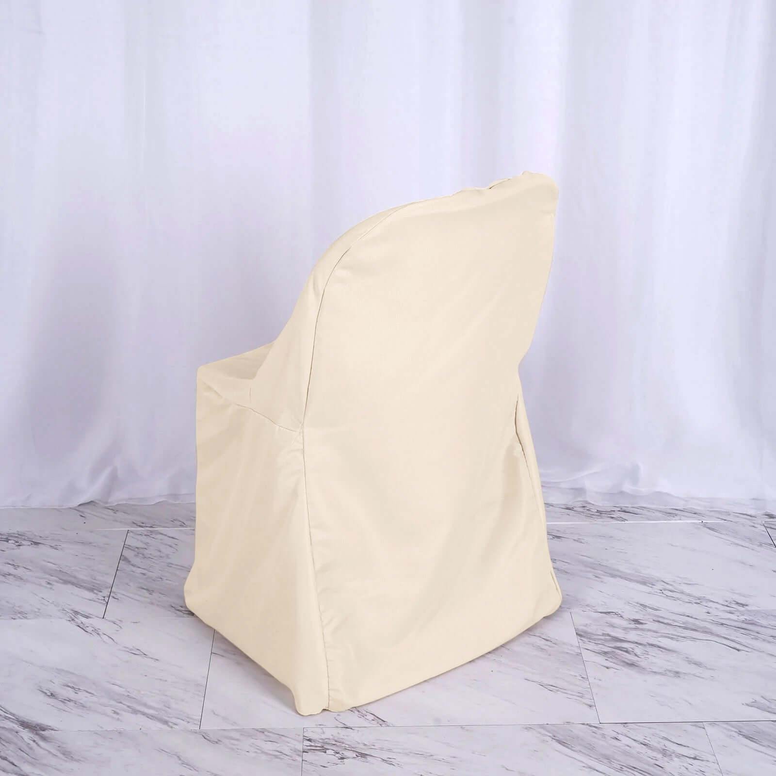Polyester Slip On Folding Chair Covers Beige - Stain-Resistant Reusable Durable Fabric
