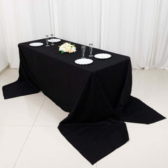 100% Cotton 90"x156" Rectangle Tablecloth Black Linen - Seamless, Soft & Breathable Table Cover