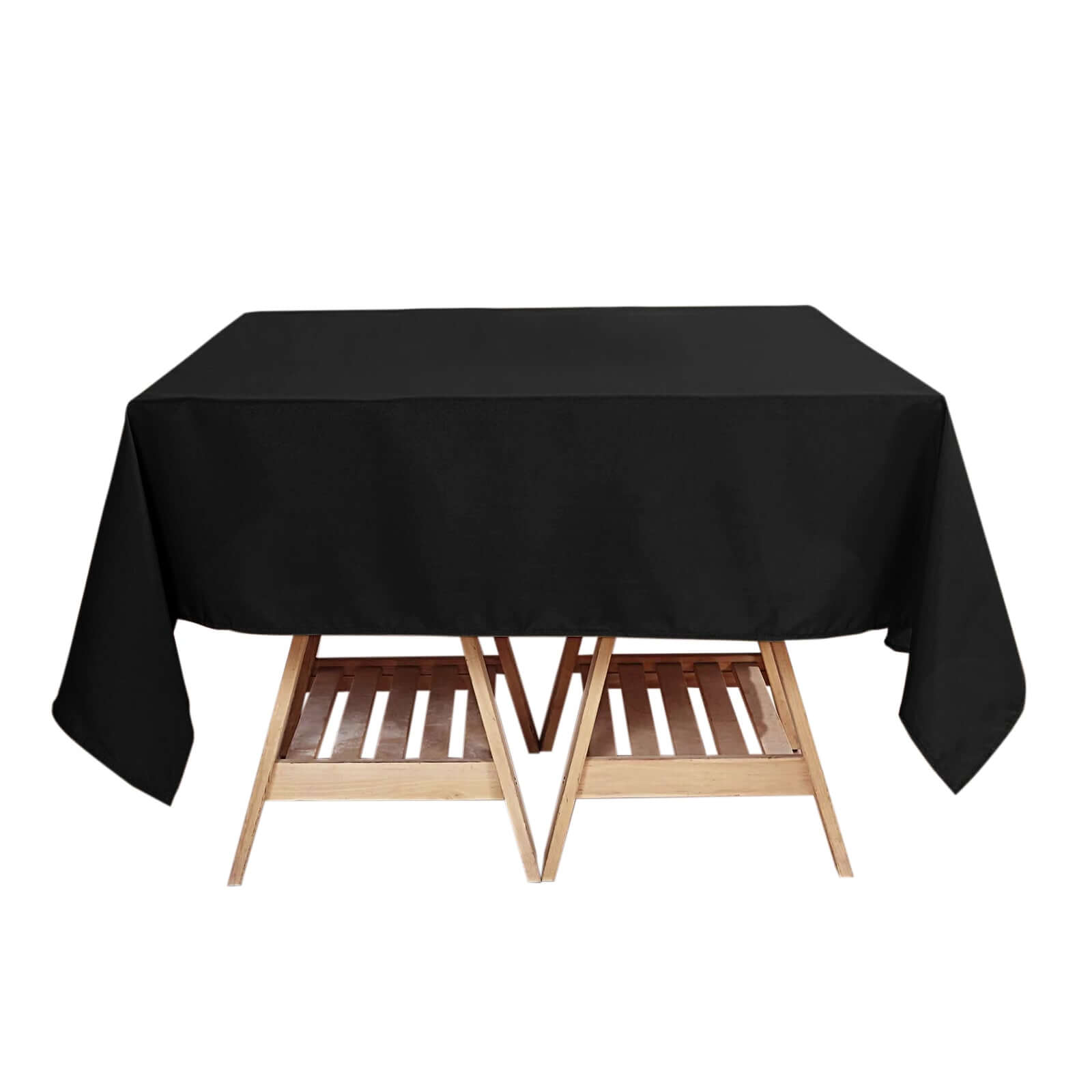 Premium Polyester Square Tablecloth 70"x70" Black 220GSM Wrinkle-Resistant Table Cover
