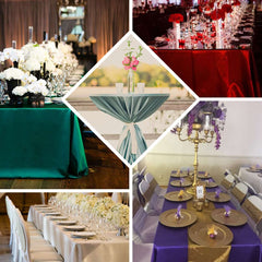 Satin Rectangular 90"x132" Tablecloth Black - Seamless Stylish Table Cover for Weddings and Parties