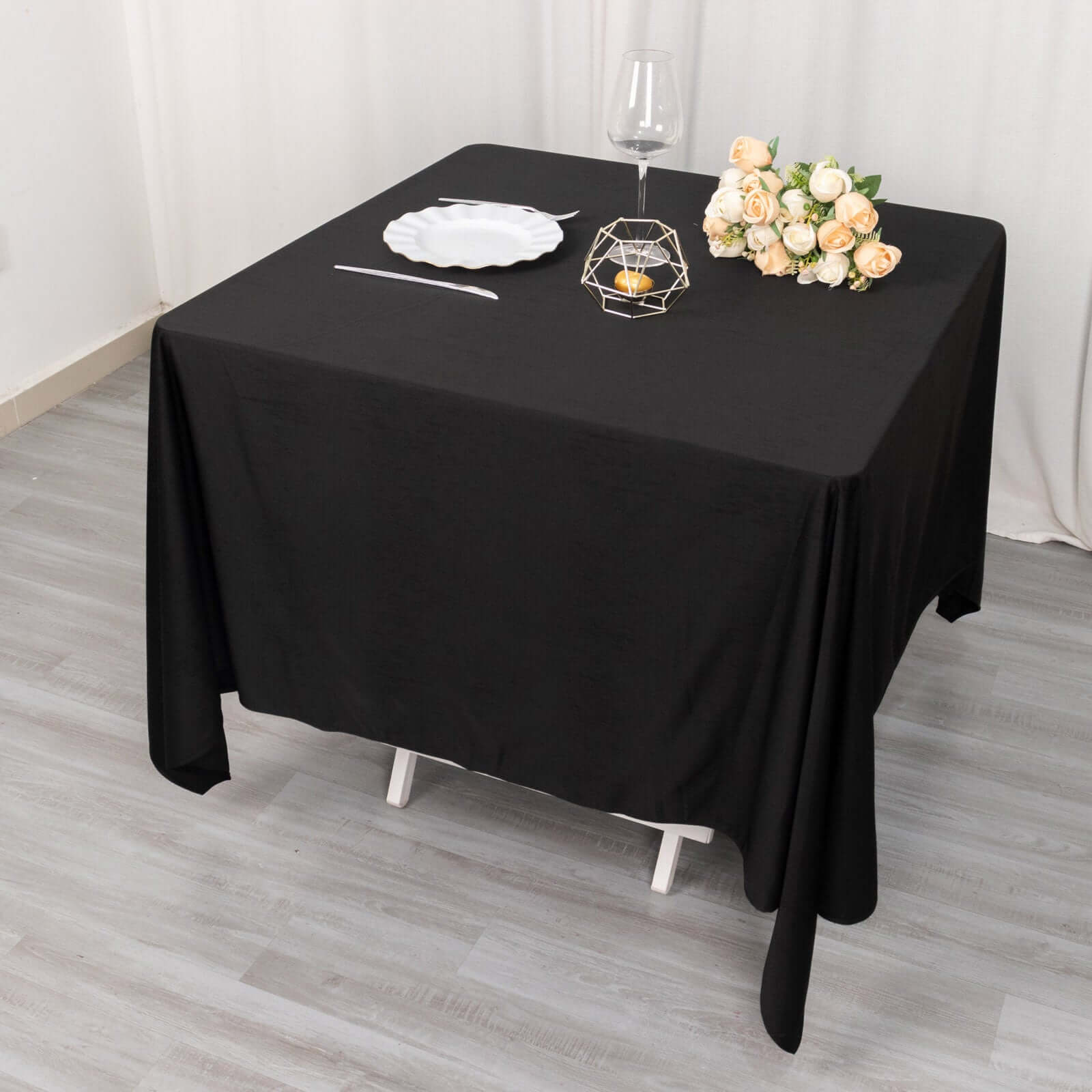 Scuba Square 70"x70" Tablecloth Black - Wrinkle Free & Stain Resistant Table Cover