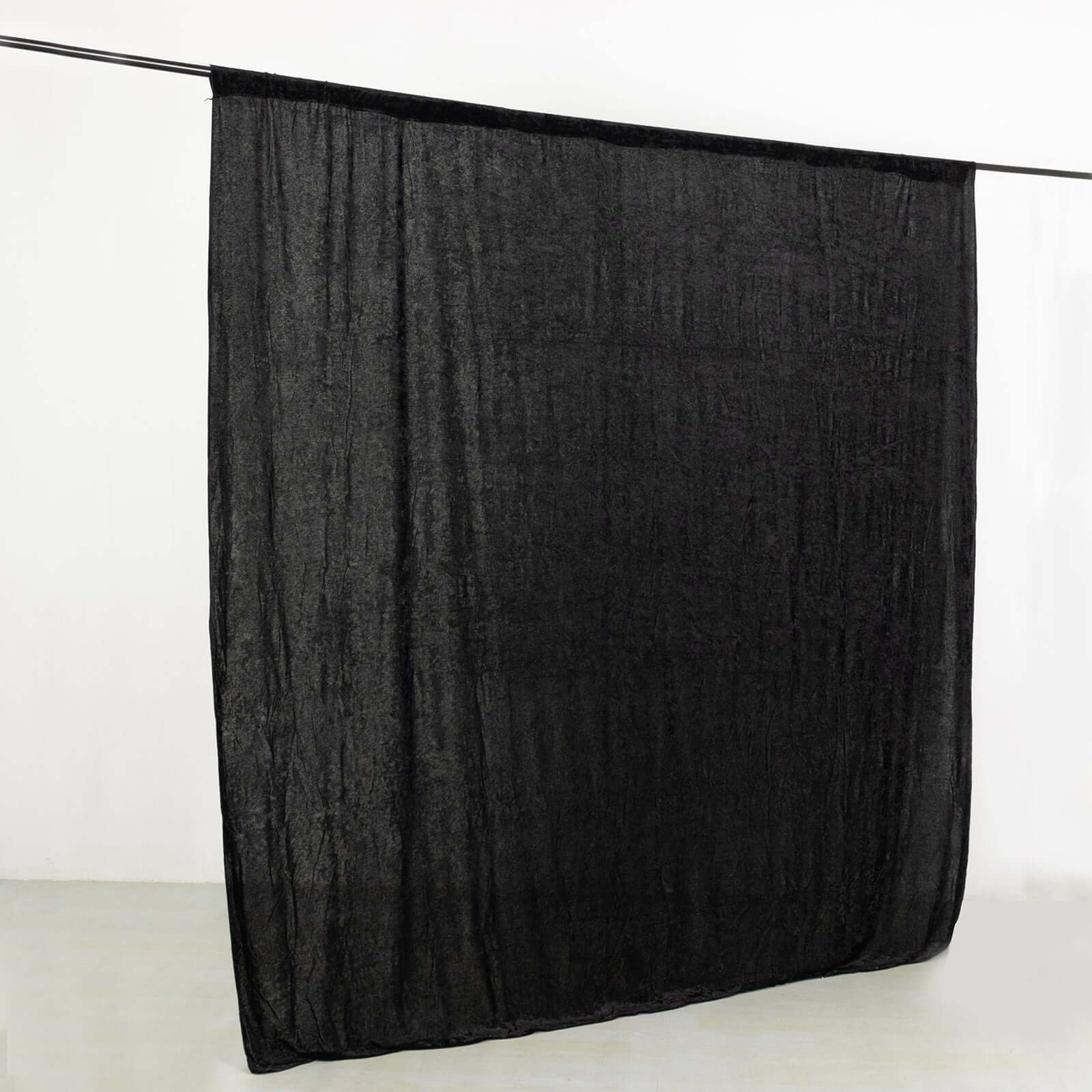 Black Crushed Velvet Backdrop Curtain – 8ft x 8ft Event Drape with Rod Pocket, Privacy Panel for Photo Booths & Events