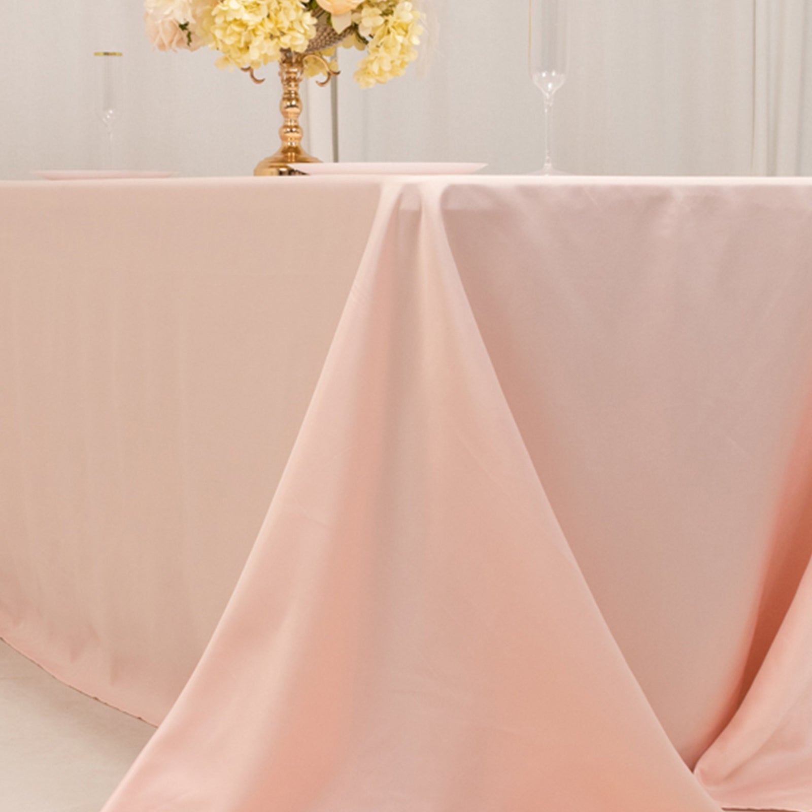 Lamour Satin 90"x132" Rectangle Tablecloth Blush - Soft & Silk-Like Seamless Table Cover