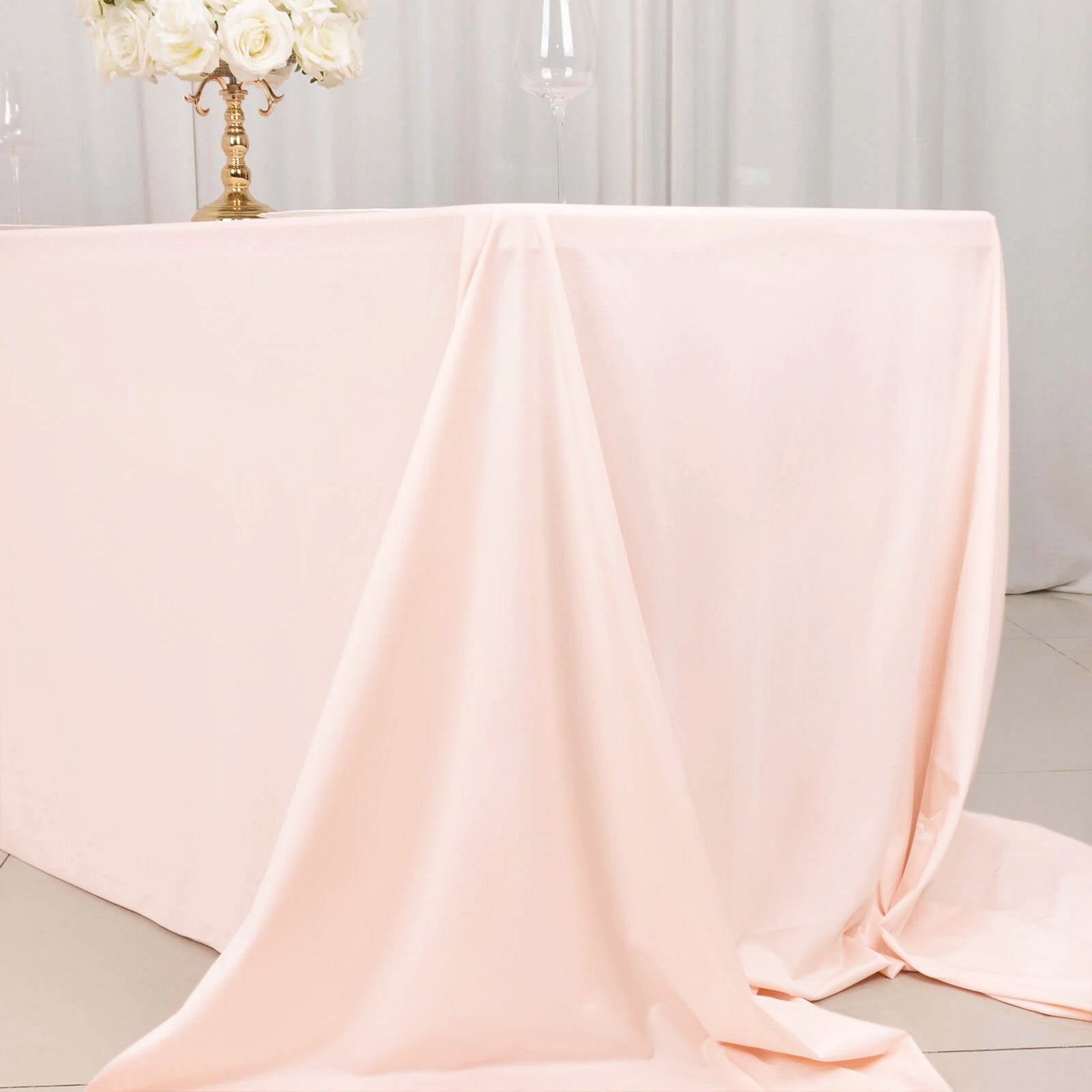 Scuba Rectangular 90"x156" Tablecloth Blush - Wrinkle Free, Stain Resistant & Seamless Table Cover