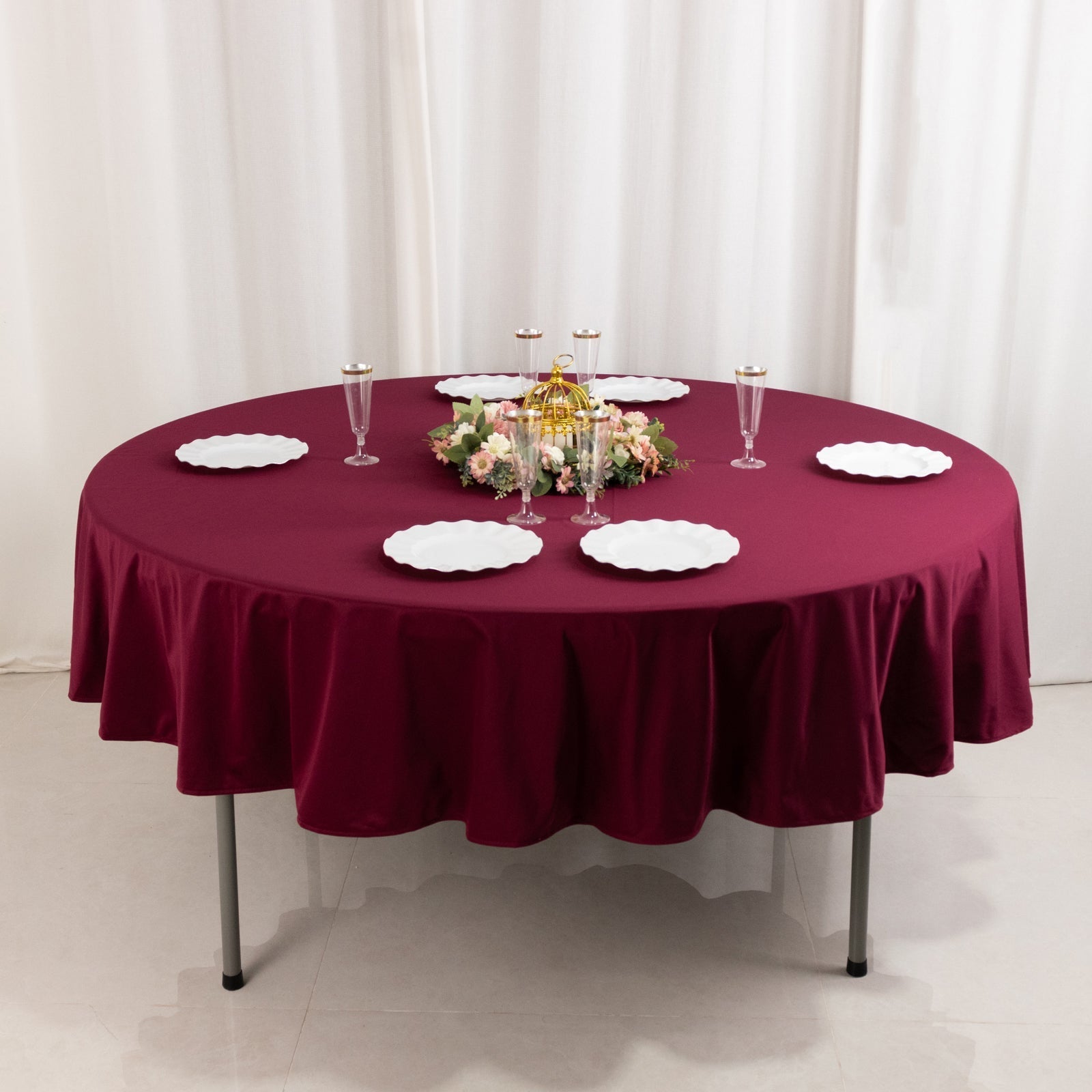 Scuba Round 90" Tablecloth Burgundy - Wrinkle Free & Stain Resistant Table Cover