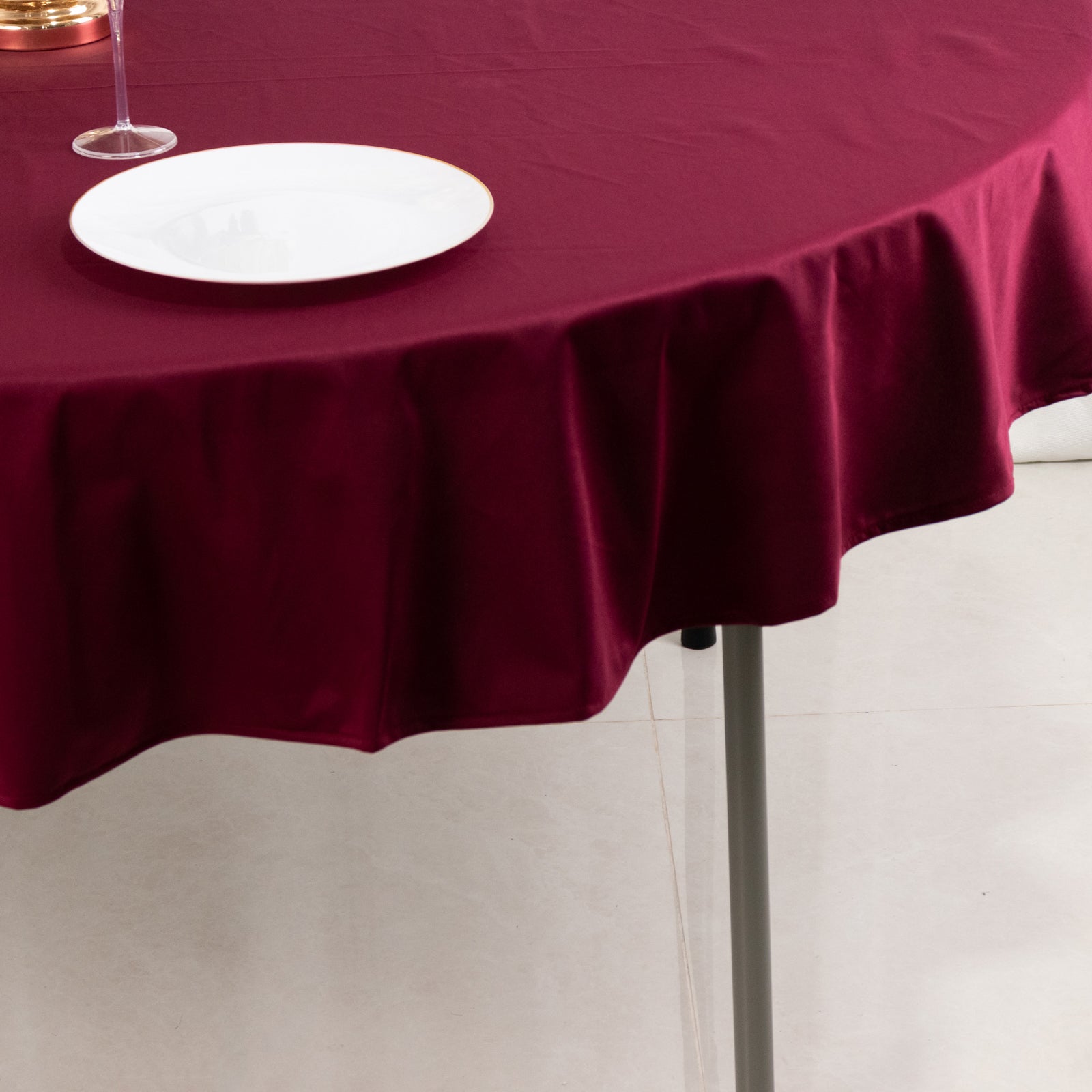 Scuba Round 70" Tablecloth Burgundy - Wrinkle Free & Stain Resistant Table Cover