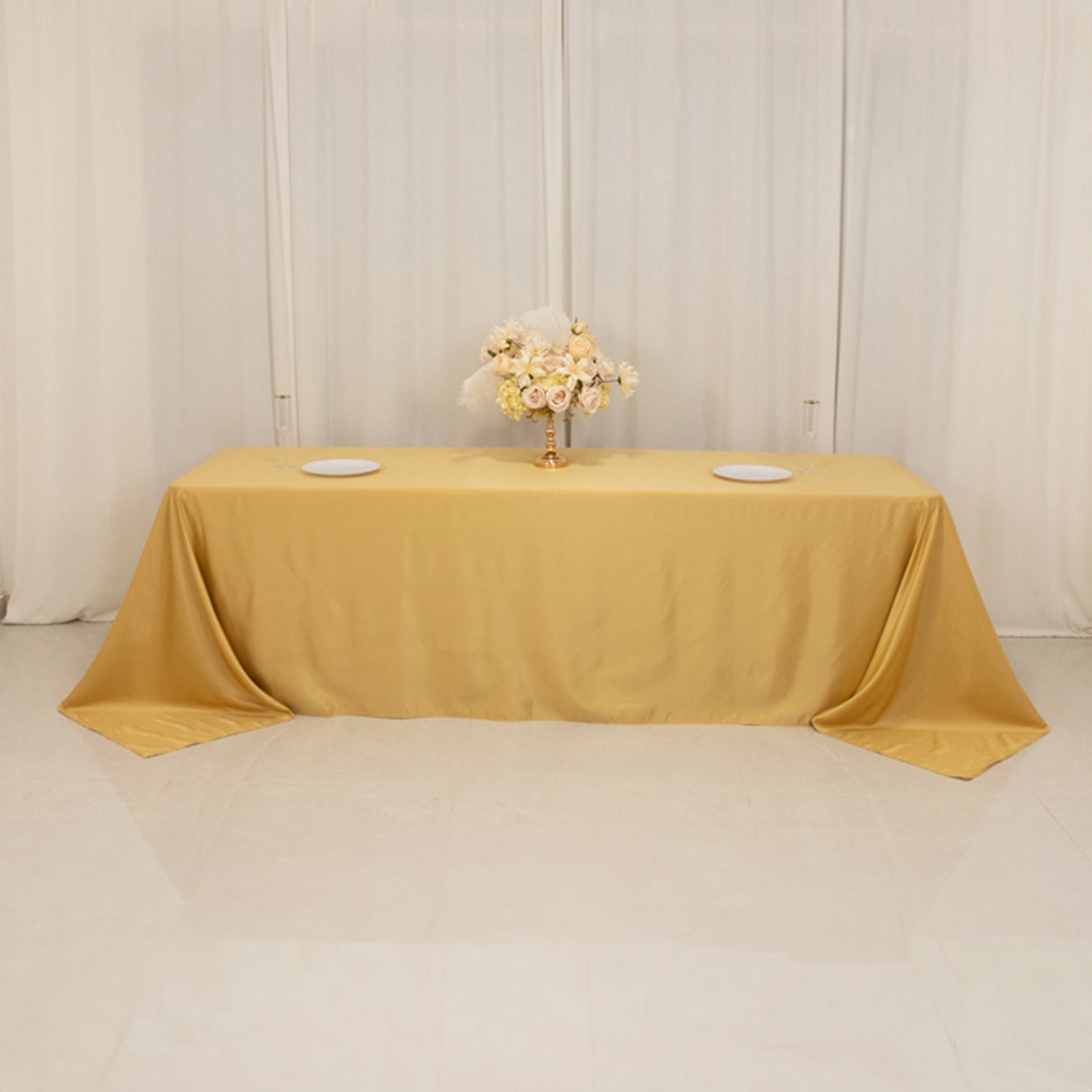 Lamour Satin 90"x156" Rectangle Tablecloth Champagne - Luxurious, Soft Seamless Table Cover