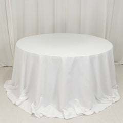 Cotton Blend 132" Round Tablecloth White - Seamless Wrinkle-Resistant Design for Formal Events