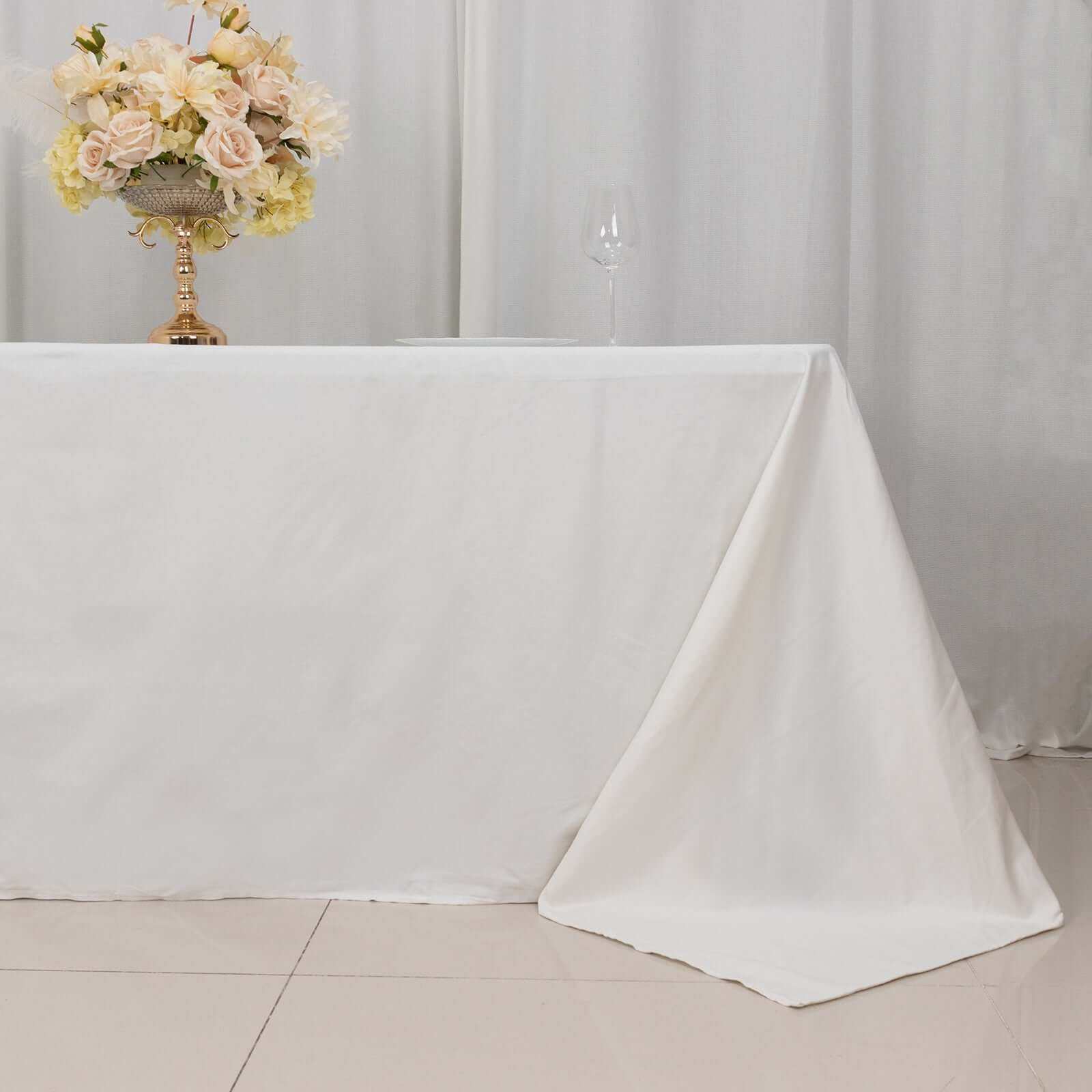 100% Cotton 90"x132" Rectangle Tablecloth White Linen - Seamless, Soft & Breathable Table Cover
