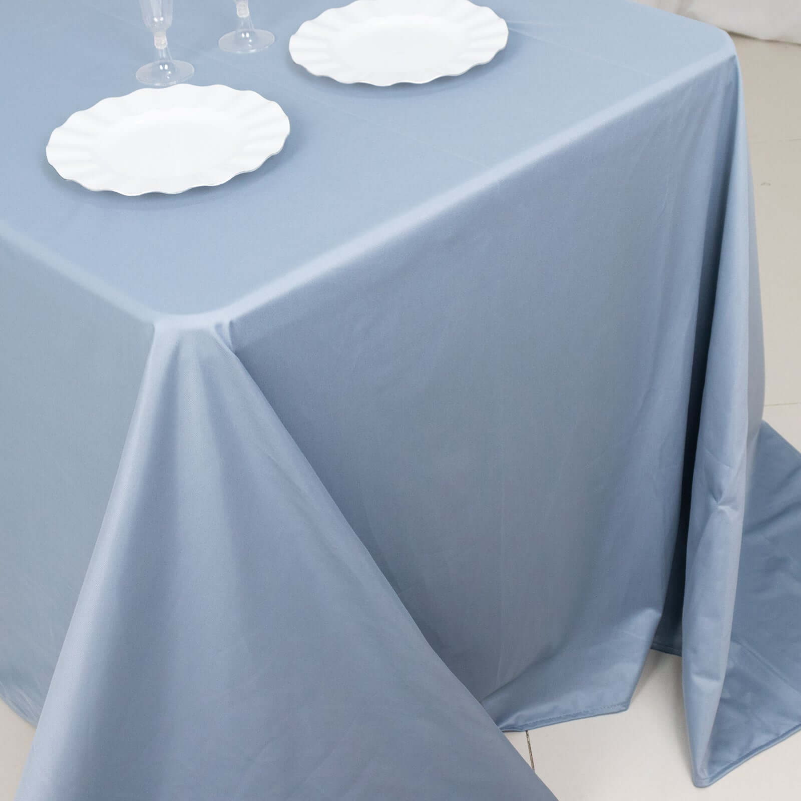 Scuba Rectangular 90"x132" Tablecloth Dusty Blue - Wrinkle Free, Stain Resistant & Seamless Table Cover
