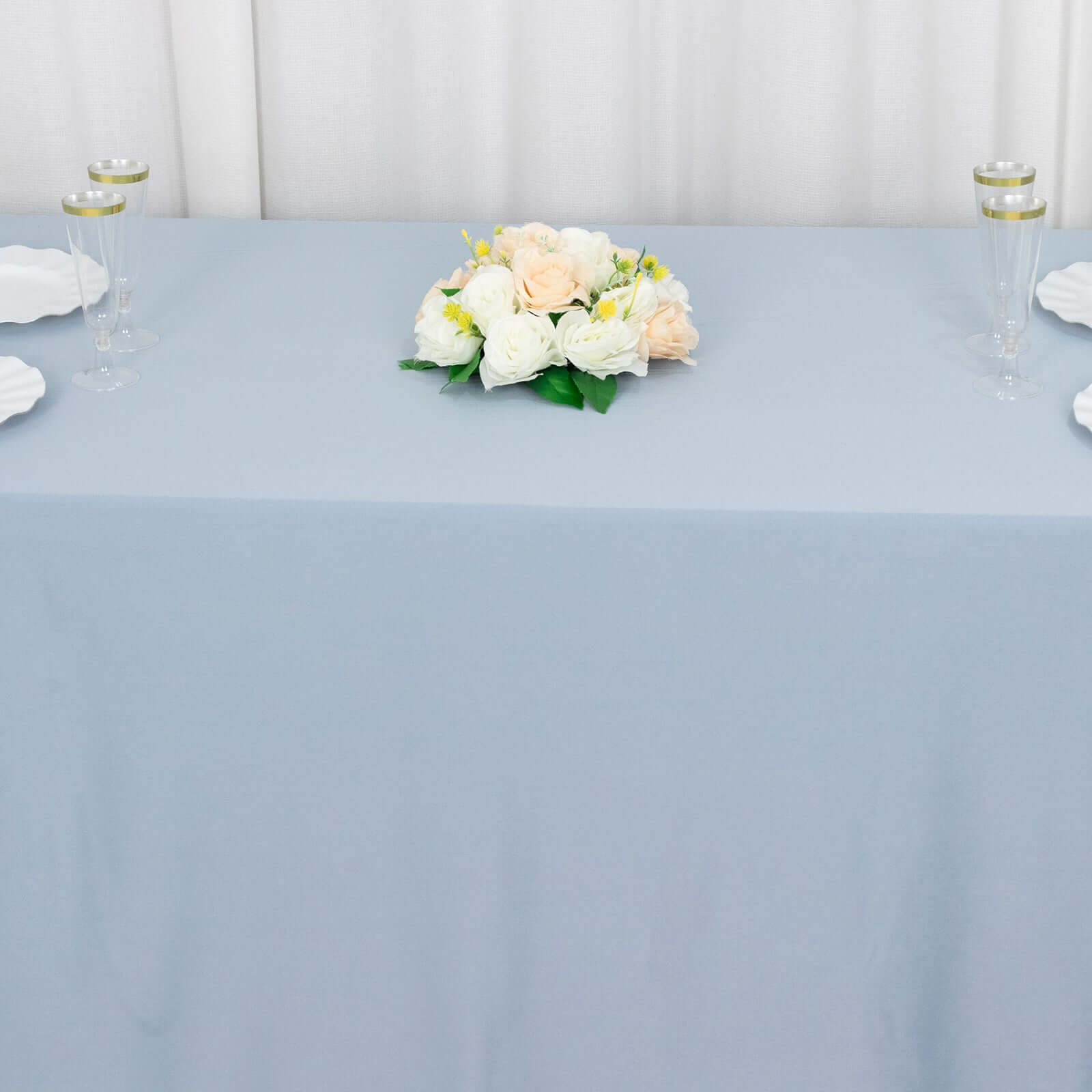 Scuba Rectangular 90"x156" Tablecloth Dusty Blue - Wrinkle Free, Stain Resistant & Seamless Table Cover