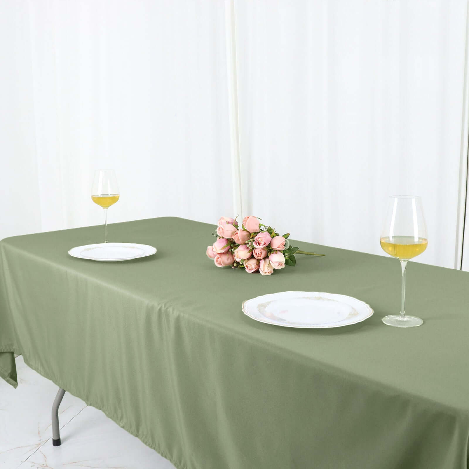 Polyester 60"x126" Rectangle Tablecloth Dusty Sage Green - Wrinkle-Resistant Table Cover
