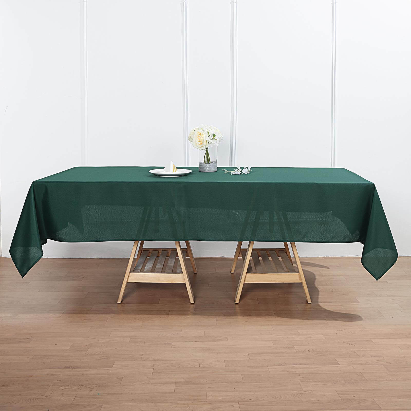 Polyester 60"x102" Rectangle Tablecloth Hunter Emerald Green - Durable and Stylish Table Cover