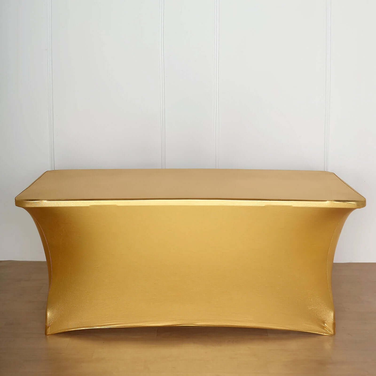Stretch Spandex 72"x30" Rectangle Tablecloth Metallic Gold - Glamorous Form-Fitting Table Cover for Upscale Gatherings