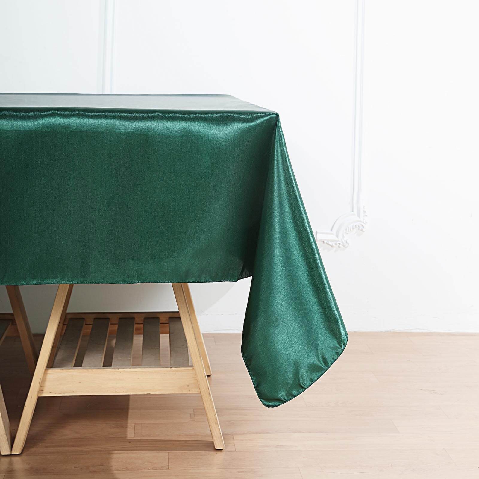 Satin 72"x72" Table Overlay Square Tablecloth Hunter Emerald Green - Smooth Finish Table Cover
