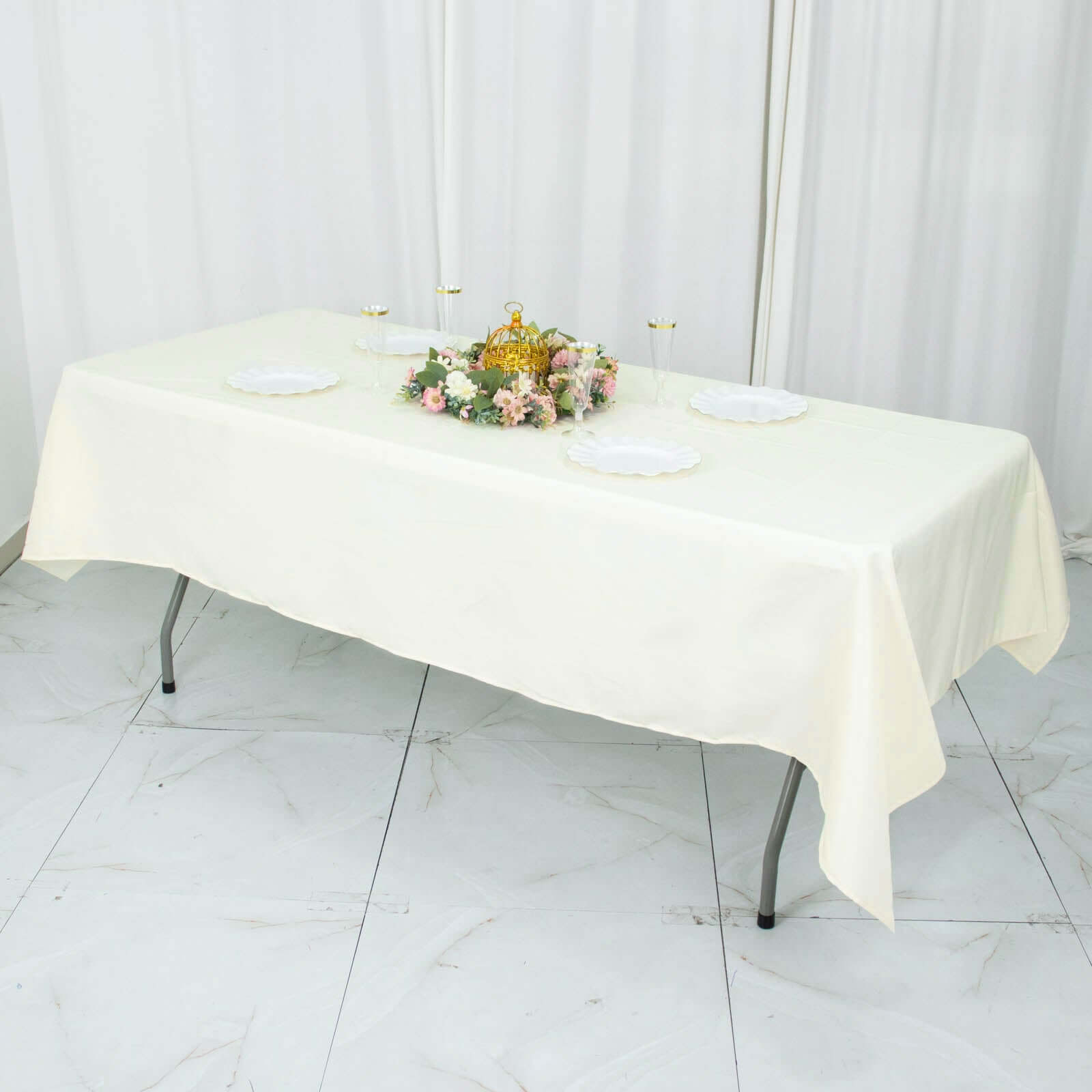 Premium Polyester 54"x96" Rectangle Tablecloth Ivory - Durable 220GSM Stain-Resistant Fabric Table Cover