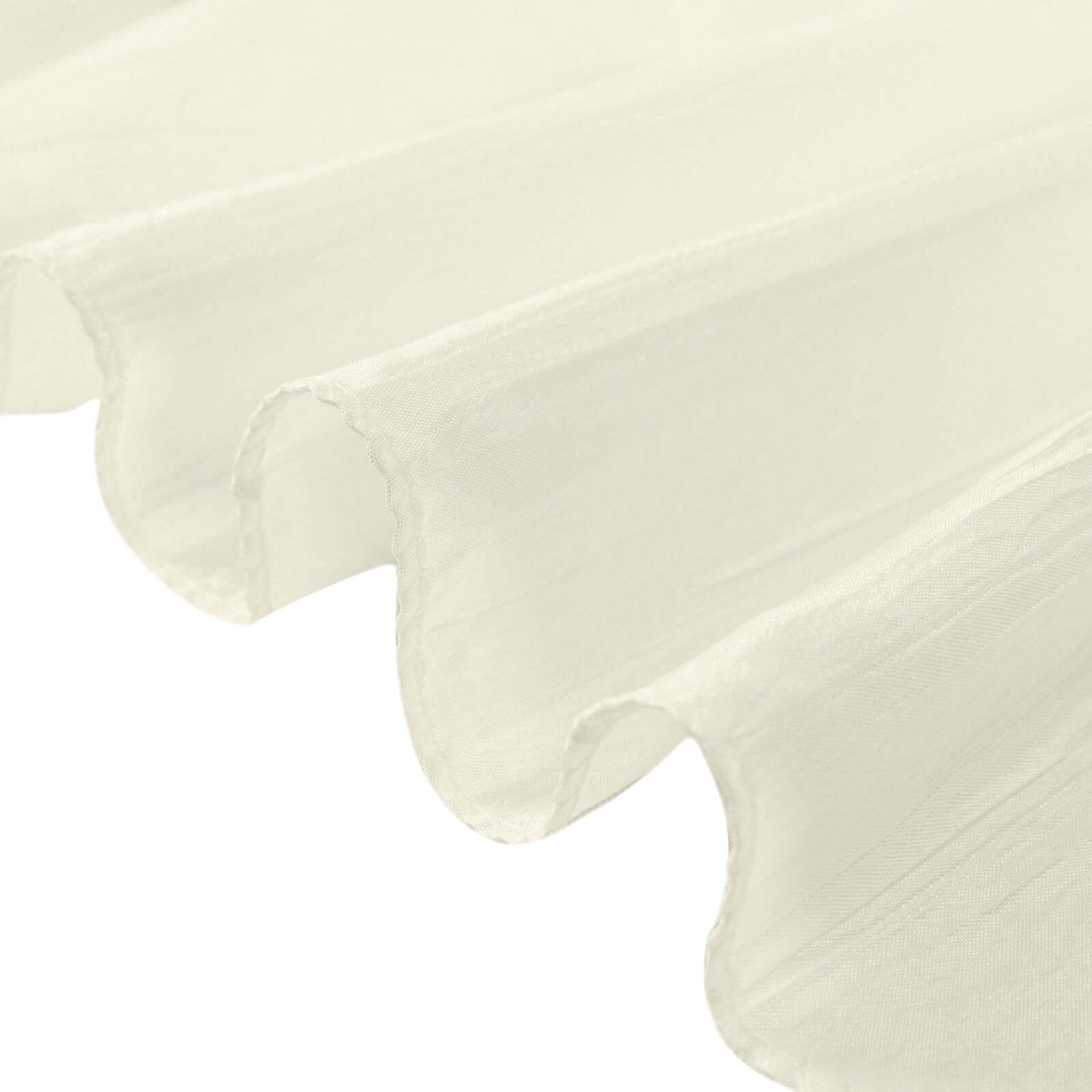 Taffeta 132" Round Tablecloth Ivory - Seamless Accordion Crinkle Table Cover