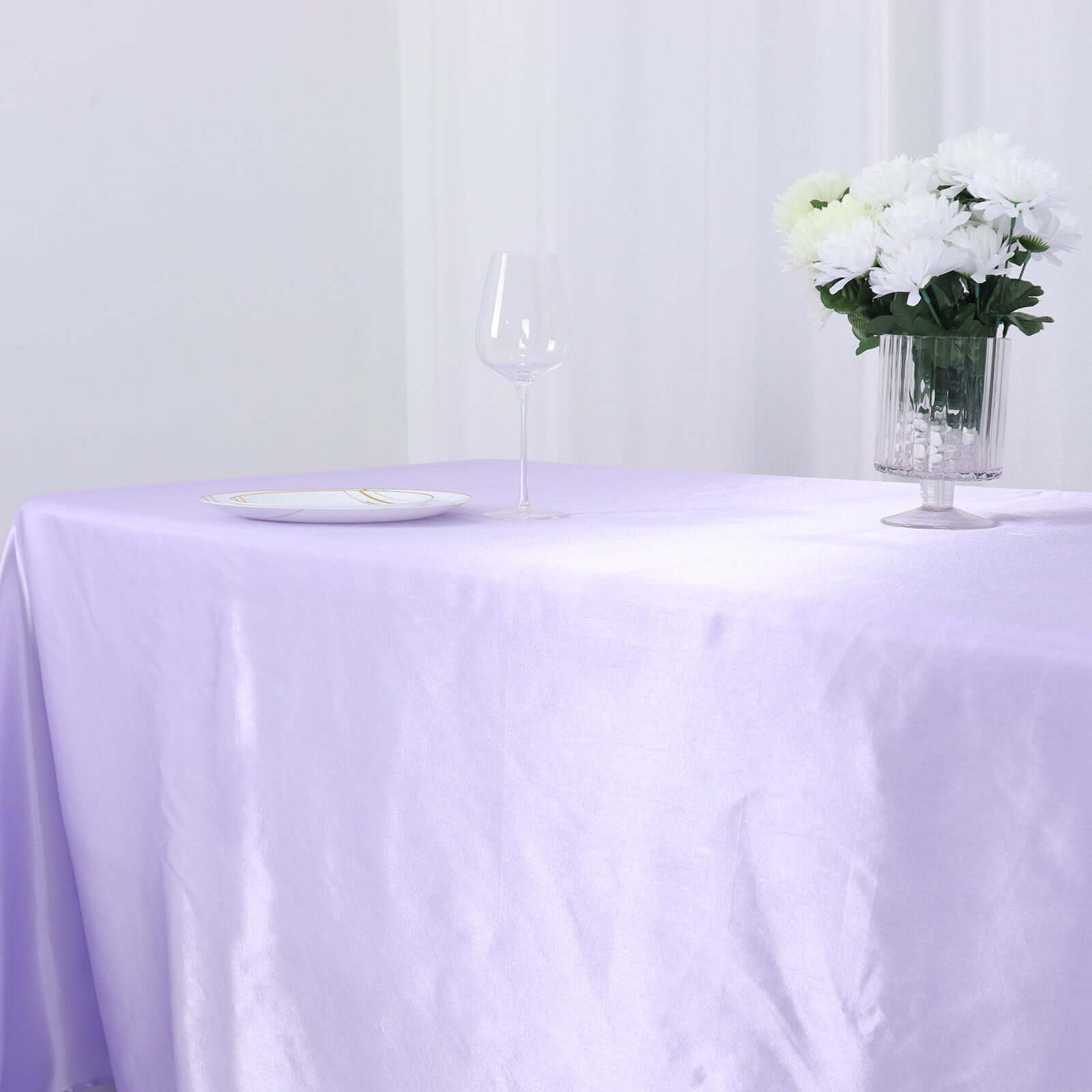 Satin Rectangular 90"x132" Tablecloth Lavender Lilac - Seamless Table Cover