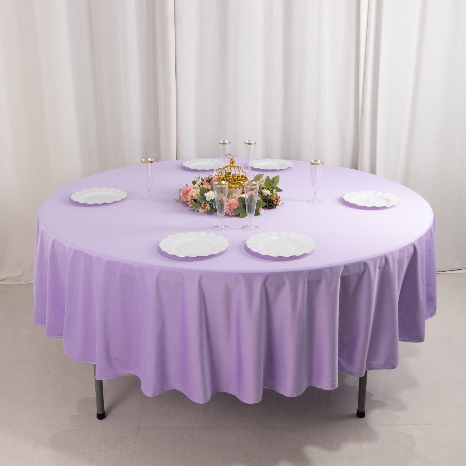 Scuba Round 90" Tablecloth Lavender Lilac - Wrinkle Free & Stain Resistant Table Cover