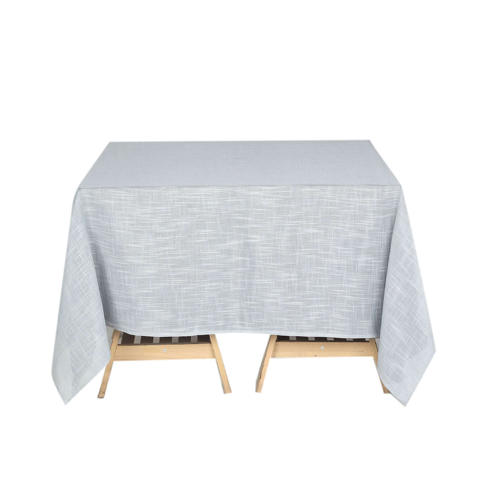 Linen 72"x72" Table Overlay Square Tablecloth Silver - Slubby Textured Wrinkle-Resistant Design for Stylish Occasions