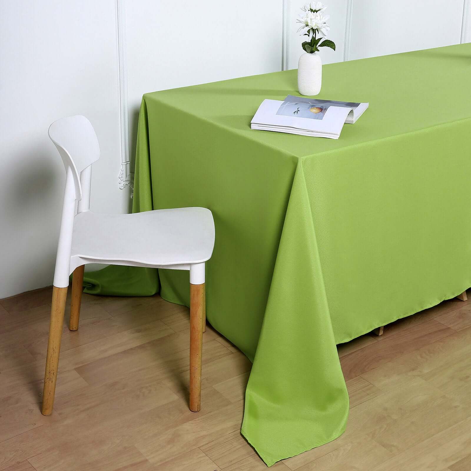 Polyester 90"x132" Rectangle Tablecloth Apple Green - Seamless Wrinkle-Resistant Table Cover