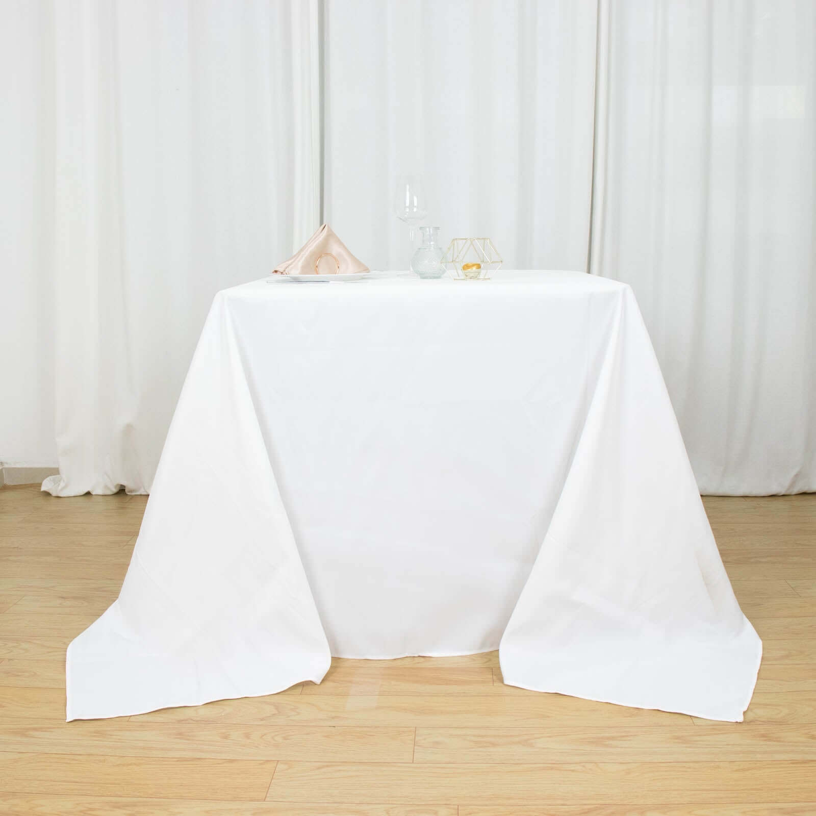 Premium Polyester Square Tablecloth 90"x90" White 220GSM Wrinkle-Resistant Table Cover for Stylish Gatherings