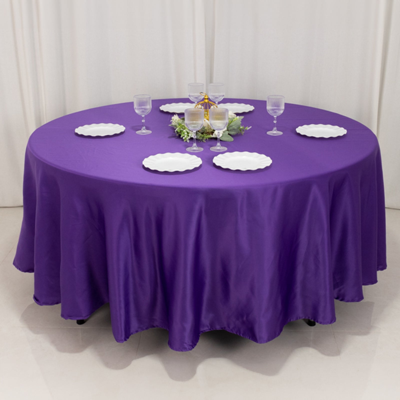 Lamour Satin 108" Round Tablecloth Purple - Durable & Silk-Like Table Cover