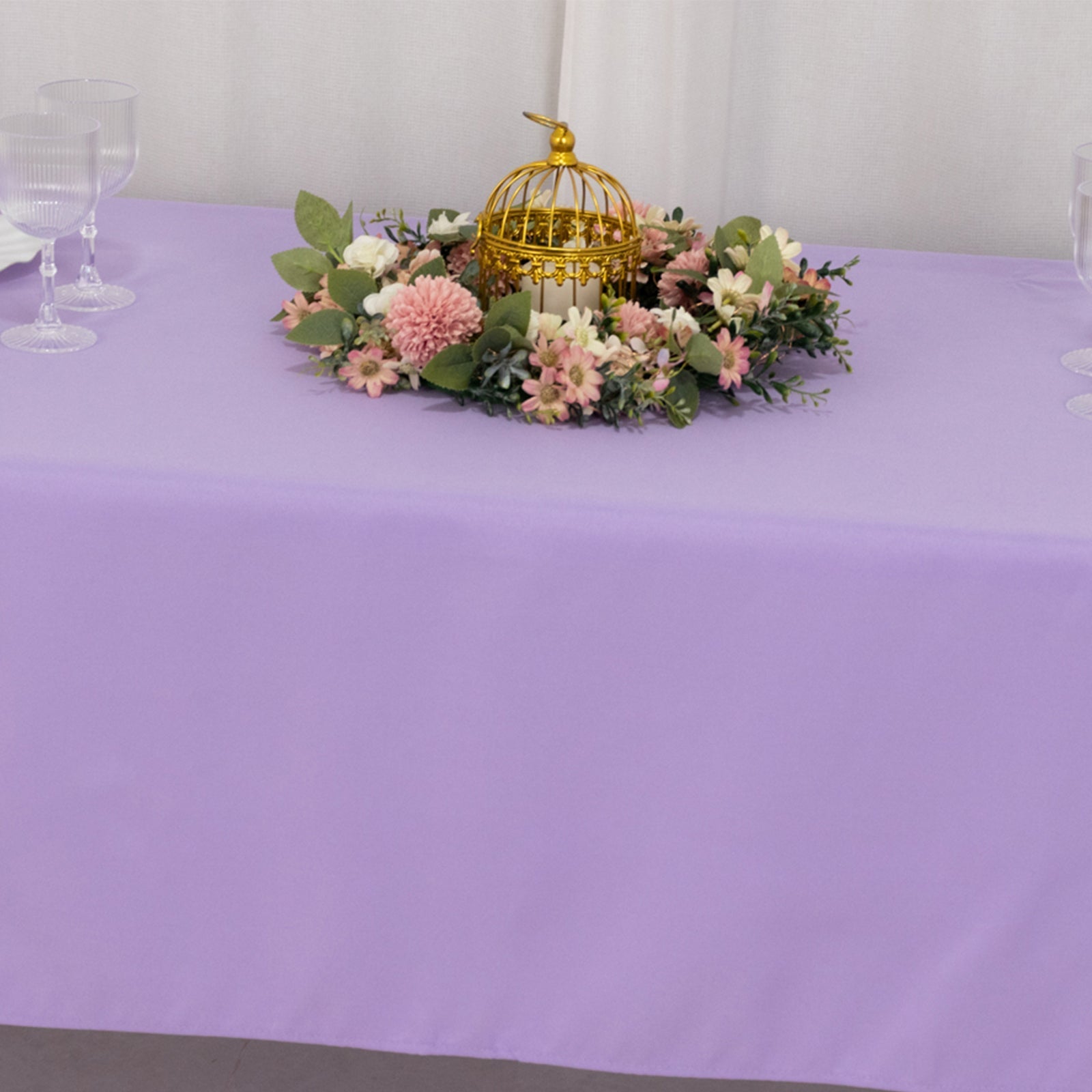 Premium Polyester 60"x102" Rectangle Tablecloth Lavender Lilac - Durable 220GSM Wrinkle-Resistant Table Cover