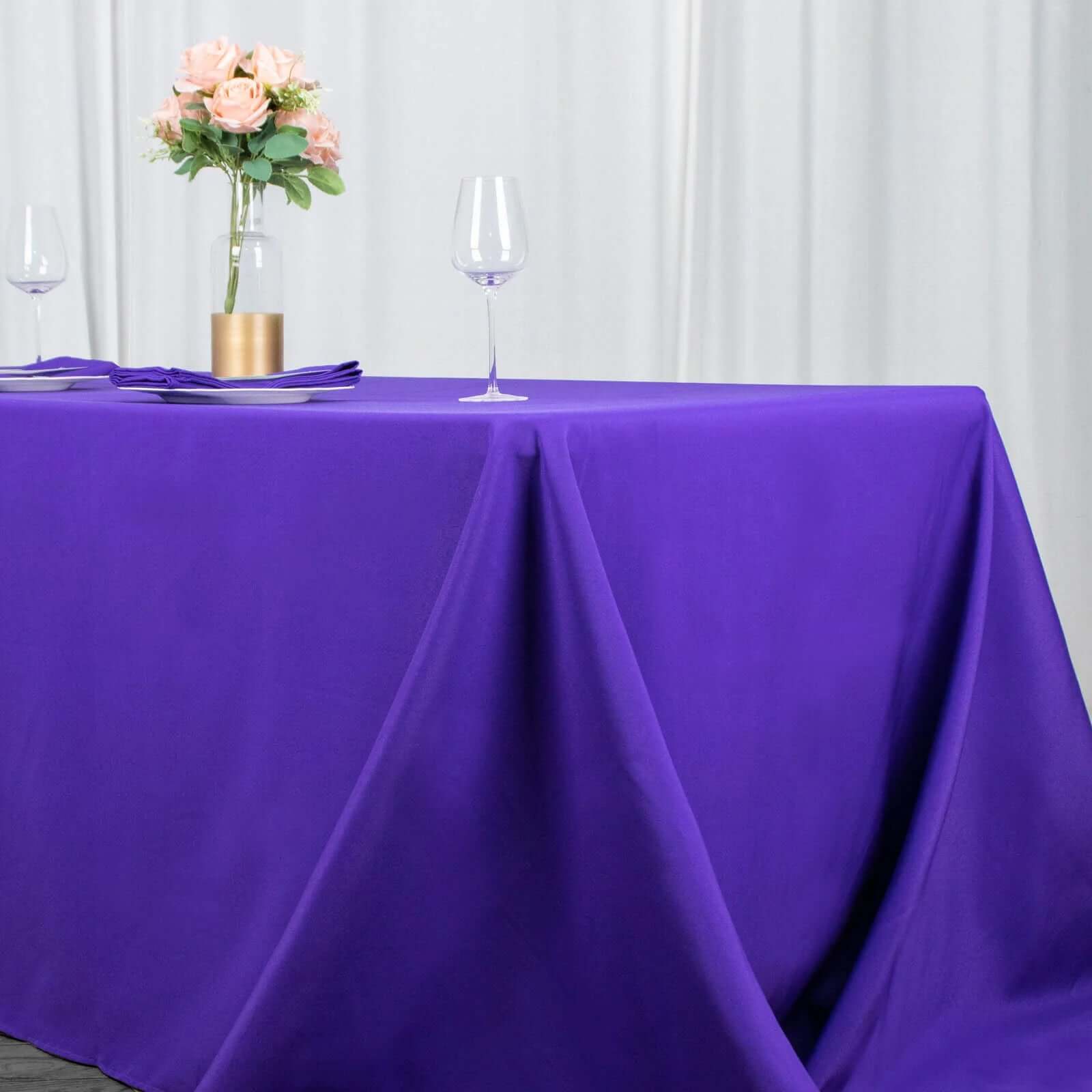 Premium Polyester 90"x132" Rectangle Tablecloth Purple - Seamless 220GSM Stain-Resistant Table Cover