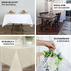 Vinyl Tablecloth Clear Eco-Friendly Square - Durable PVC Tablecloth 54"x54" 10 Mil Thick