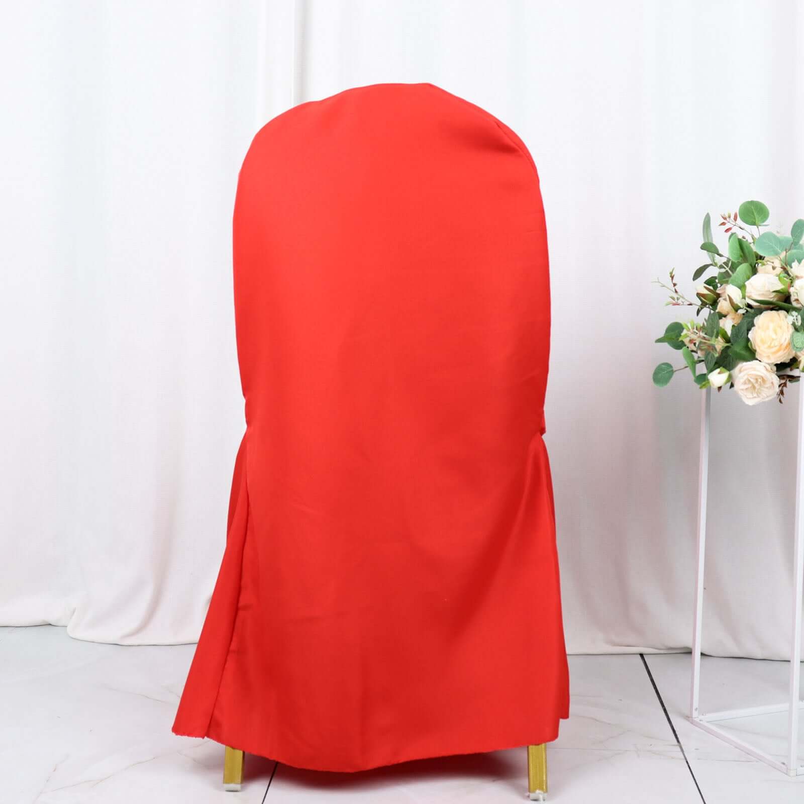 Polyester Slip On Banquet Chair Covers Red - Stain-Resistant Reusable Durable Fabric