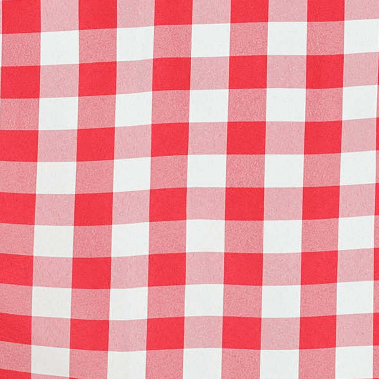 Polyester 108" Round Tablecloth White/Red - Checkered Buffalo Plaid Table Cover