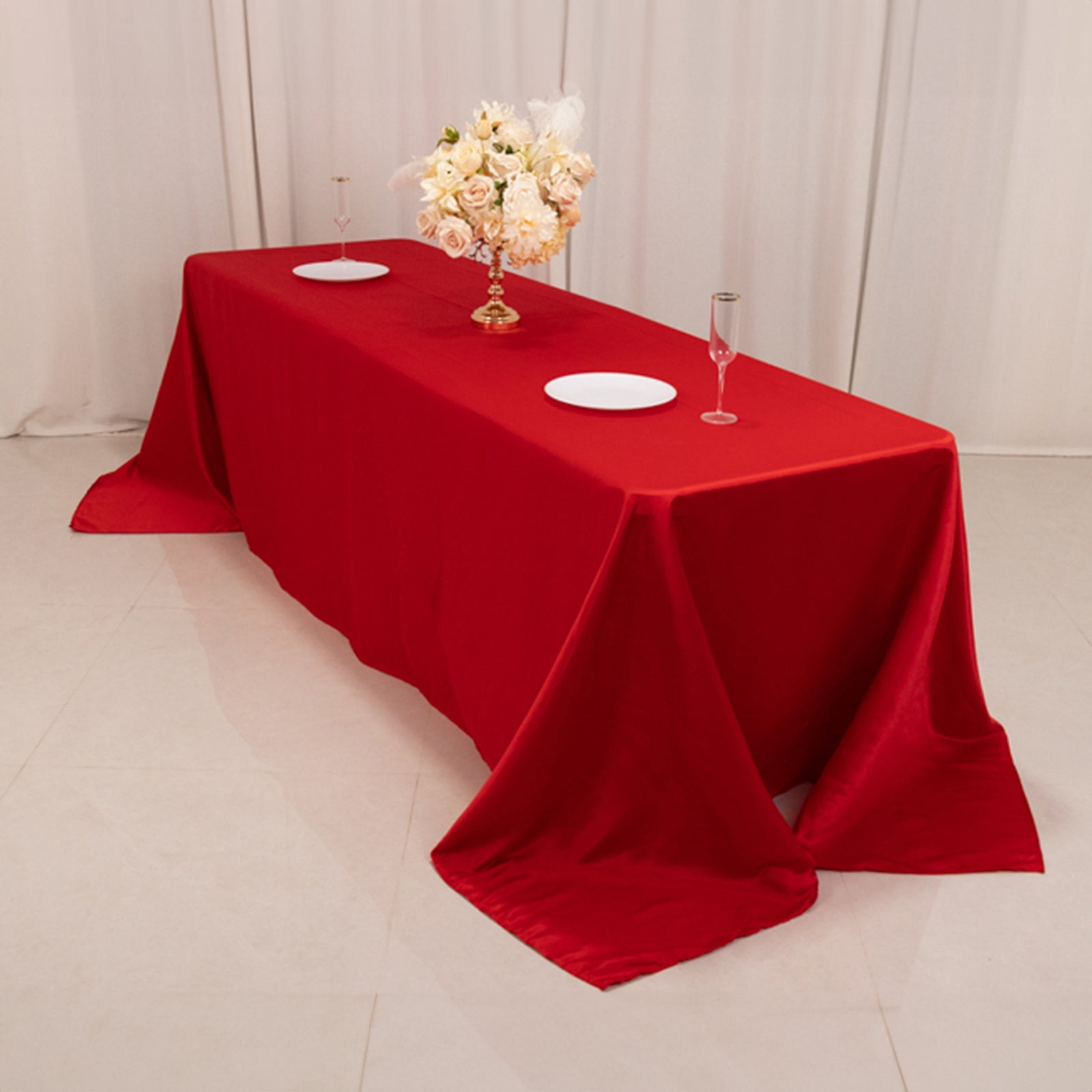 Lamour Satin 90"x156" Rectangle Tablecloth Red - Luxurious, Soft Seamless Table Cover
