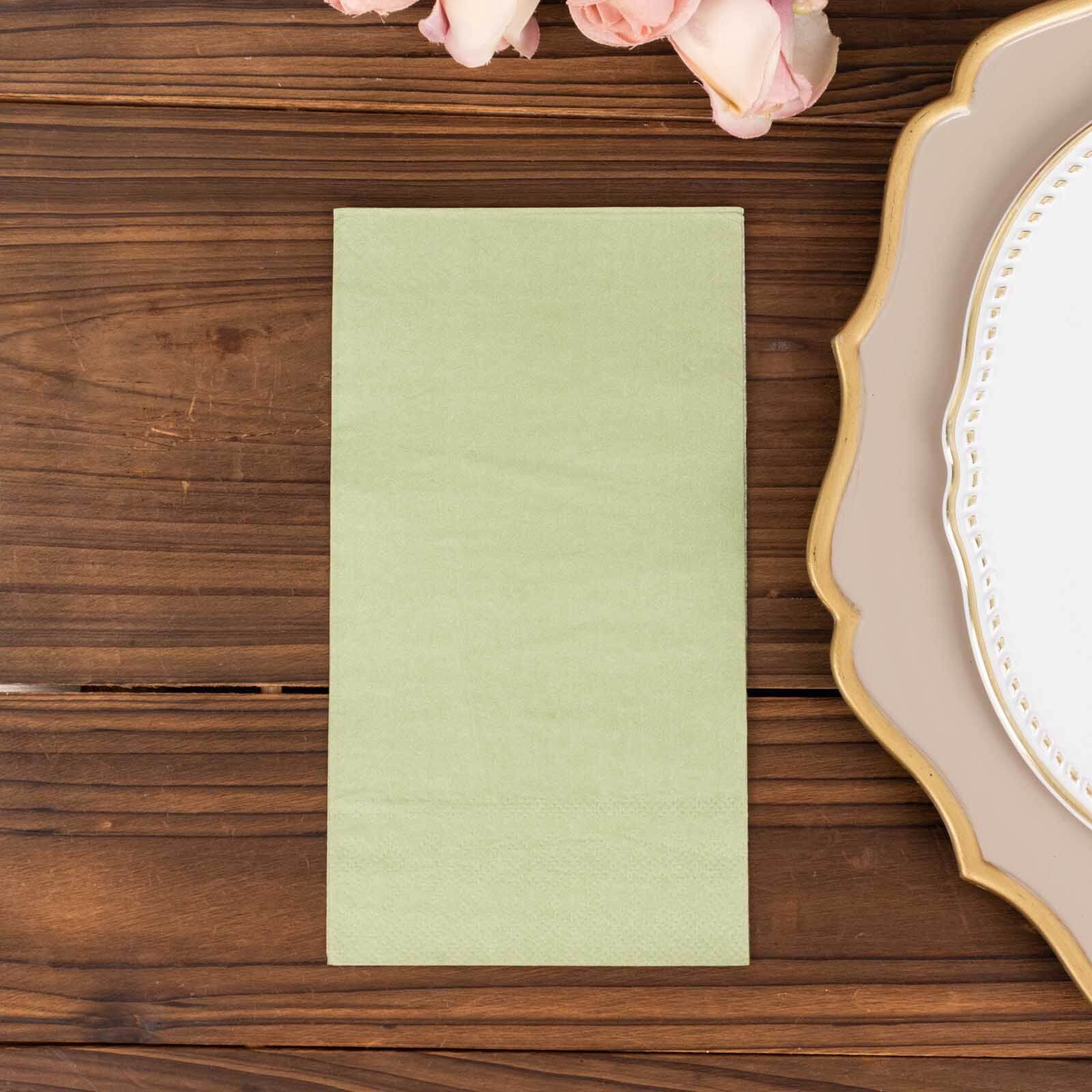 50-Pack Paper Napkins Sage Green - Soft Disposable 2-Ply Dinner Napkins for Weddings