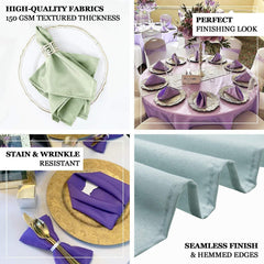 5 Pack Polyester 20"x20" Napkins Sage Green - Wrinkle Resistant & Easy Care Cloth Napkins