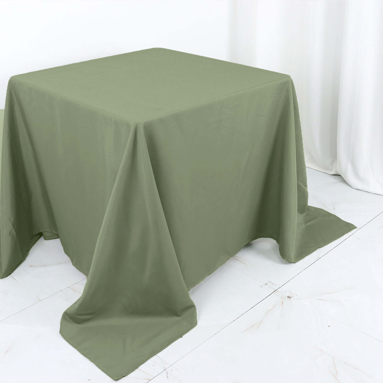 Polyester Square 90"x90" Tablecloth Dusty Sage Green - Wrinkle-Resistant & Durable Table Cover