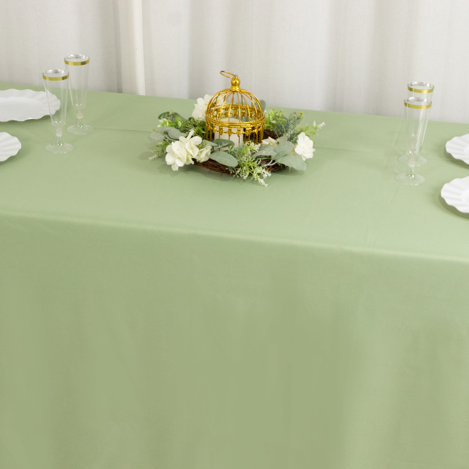 Premium Polyester 90"x156" Rectangle Tablecloth Sage Green - Seamless 220GSM Stain-Resistant Table Cover