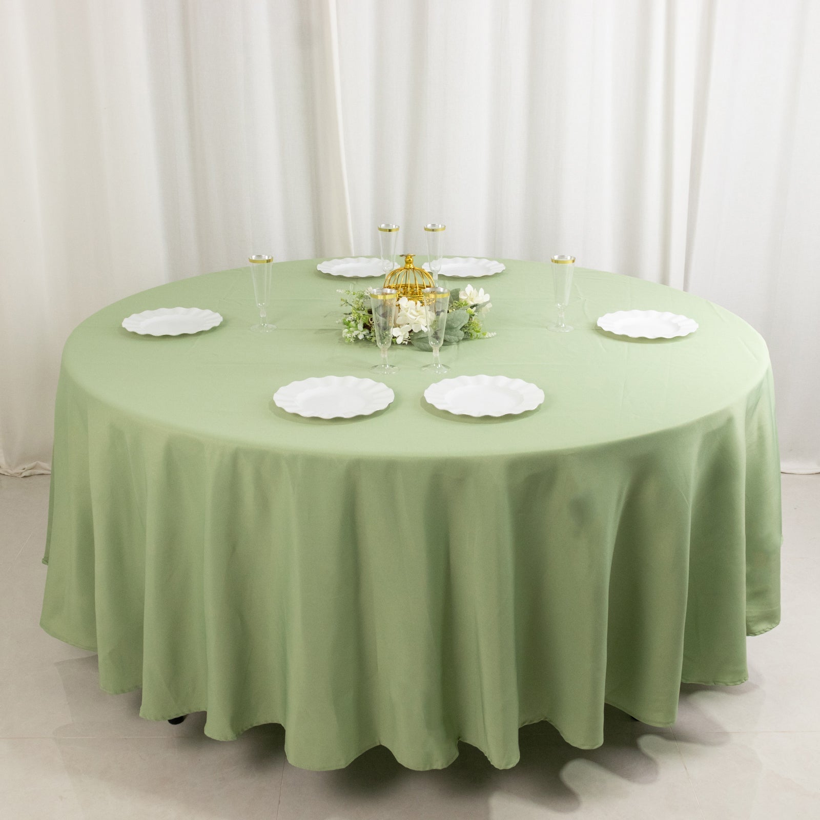 Premium Polyester 108" Round Tablecloth Sage Green - Wrinkle-Resistant 220GSM Table Cover