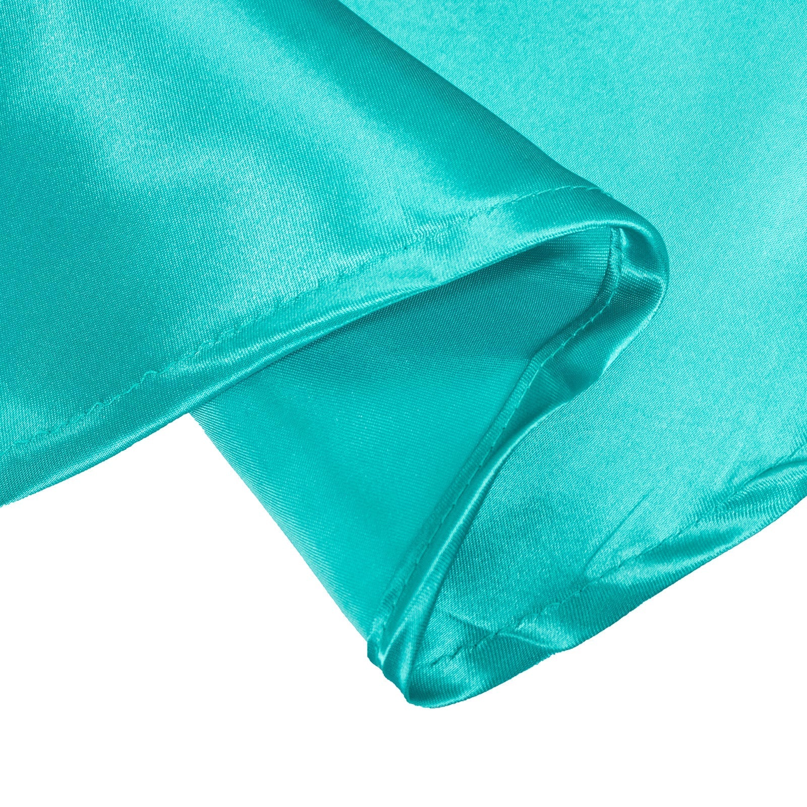 Satin 132" Round Tablecloth Turquoise - Stylish Seamless Table Cover