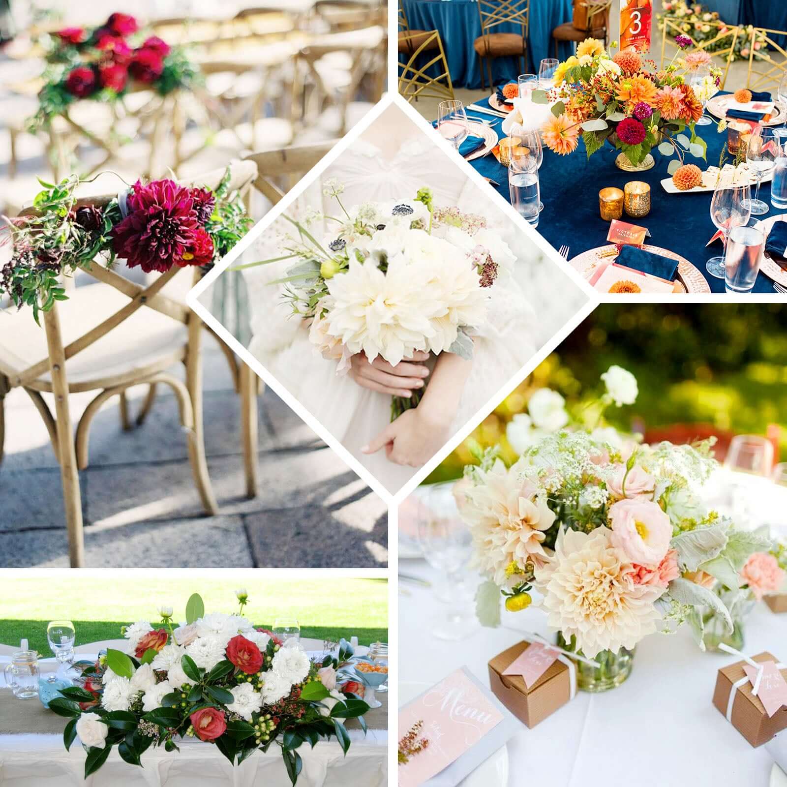 2 Bouquets 20" Silver Artificial Silk Dahlia Flower Spray Bushes