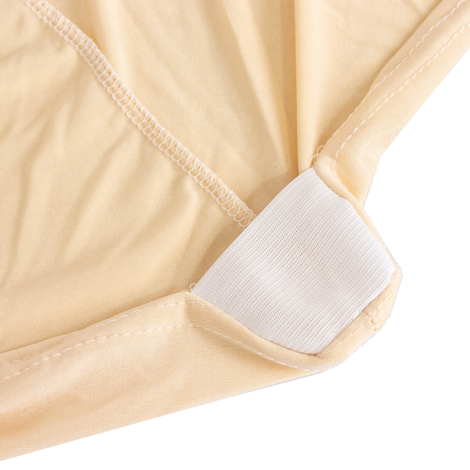 Spandex Chair Cover with Silver Rhinestone Buckled Sash Band Beige - Stretch Fitted Slipcover