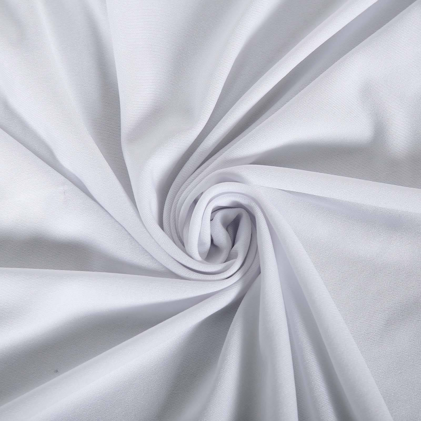 Stretch Spandex 96"x30" Rectangle Table Cover White - Durable Form-Fitting Tablecloth for Events & Presentations