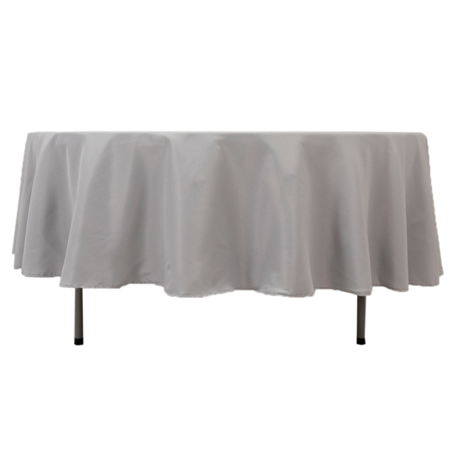 Premium Polyester 90" Round Tablecloth Silver - Stain and Wrinkle-Resistant Design with 220GSM Thickness Table Cover