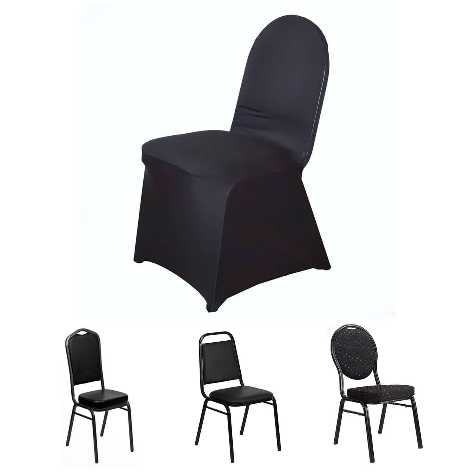 Spandex Chair Cover for Banquet Chairs Black - Stylish Stretch 160GSM Fabric with Slip-On Slipcover for Sophisticated Gatherings